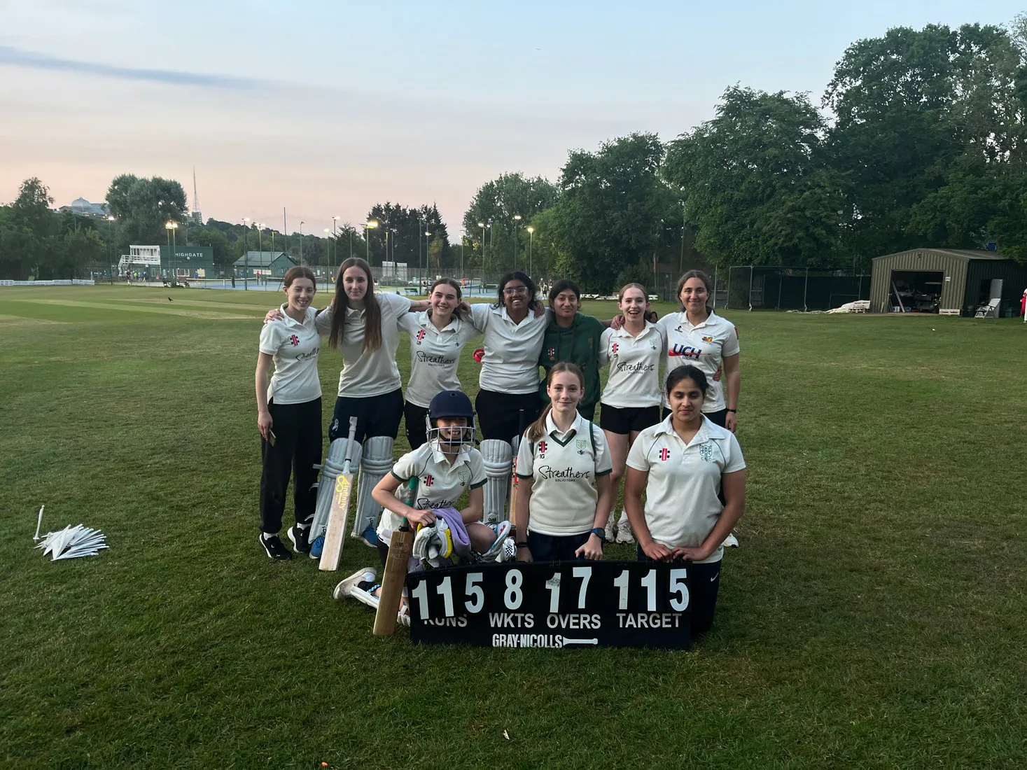 North London Girls Girls celebrating a victory at North London CC