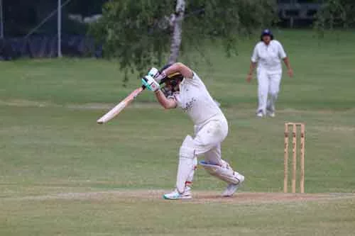 Womes_batting North London CC Women's cricketer holding a pose for a beautiful cover drive
