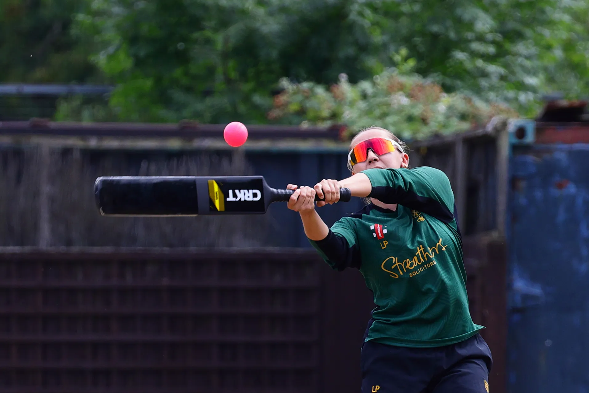 North London CC women's player, in a softball tournament playing a pull shot